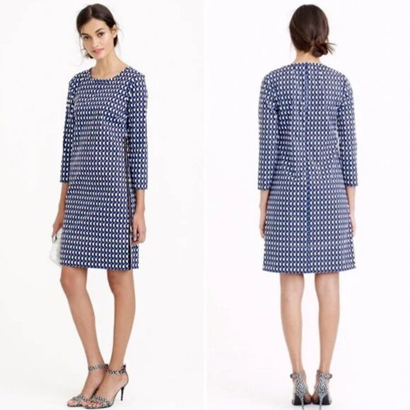 J. Crew Jet Set Women's Geometric Print Patterned Side Zip Career Shift Dress - Picture 1 of 12